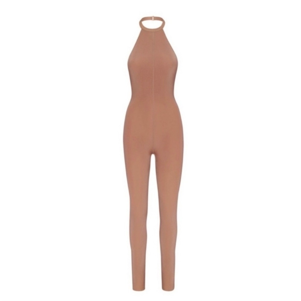 SKIMS Summer Mesh High Neck Catsuit Jasper Brown XS NWT Sleeveless Bodysuit